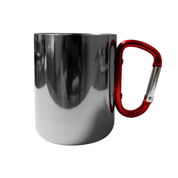Vaso De Acero 8oz. Plateado Con Mosueton Rojo
