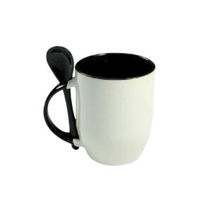 Taza De 12oz Color Interno Rosado y Cuchara