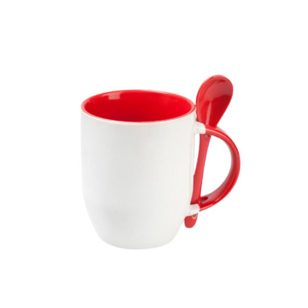 Taza De 12oz Color Interno Rojo y Cuchara