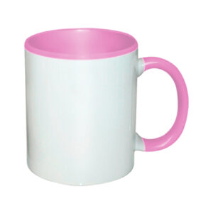 Taza De 12oz Color Interno Rosado y Cuchara