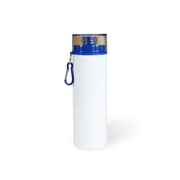 Pachon De Aluminio Blanco Con Tapa De Rosca y Carabina Azul De 750ml (Area Subli 19X22cm)